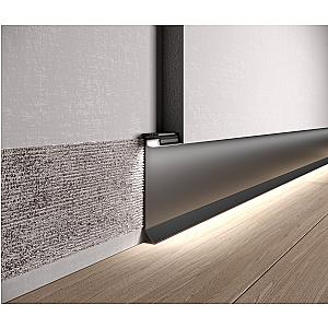 Ukryta listwa przypodłogowa z kanałem LED ASPL-60 - srebrny anodowany, 2500 mm