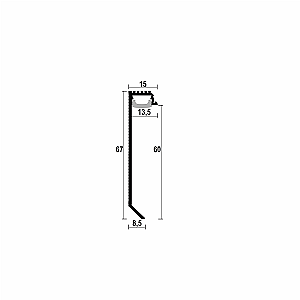 Ukryta listwa przypodłogowa z kanałem LED ASPL-60 - srebrny anodowany, 2500 mm