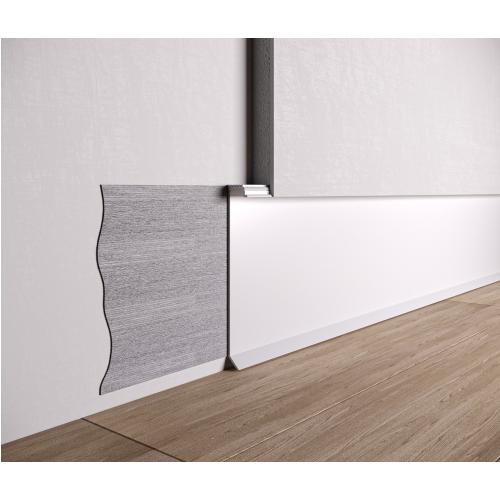 Ukryta listwa przypodłogowa z kanałem LED ASPL-100 - srebrny anodowany, 2500 mm