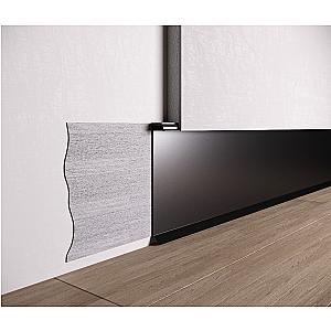 Ukryta listwa przypodłogowa z kanałem LED ASPL-100 - srebrny anodowany, 2500 mm
