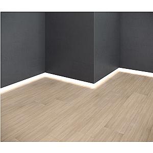 Ukryta listwa przypodłogowa z kanałem LED ASPL-130 - czarny / biały, 2600 mm