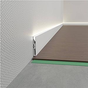 Listwa przypodłogowa prostokątna z kanałem LED PNP-608 - srebrny anodowany, 2600 mm