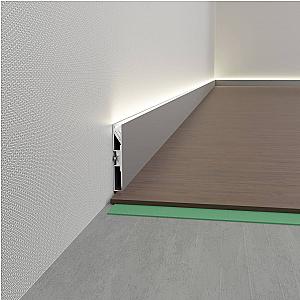 Listwa przypodłogowa prostokątna z kanałem LED PNP-608 - srebrny anodowany, 2600 mm
