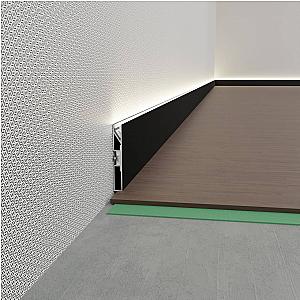 Listwa przypodłogowa prostokątna z kanałem LED PNP-608 - srebrny anodowany, 2600 mm