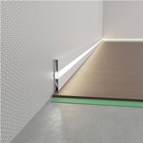 Listwa przypodłogowa prostokątna z kanałem LED PNP-608 - biały, 2600 mm