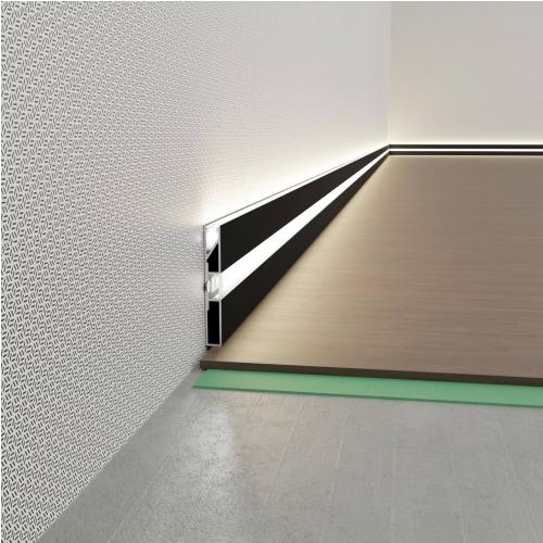 Listwa przypodłogowa prostokątna z kanałem LED PNP-608 - czarny, 2600 mm