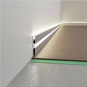 Listwa przypodłogowa prostokątna z kanałem LED PNP-608 - czarny, 2600 mm