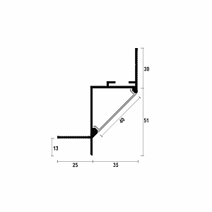 Profil cienia sufitowy z kanałem LED AST-35 - naturalne (mill finish), 3000 mm