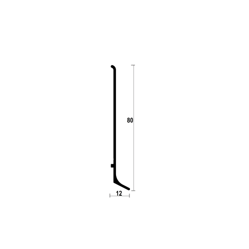 Listwa przypodłogowa aluminiowa ASP-80 - lakier RAL na zamówienie, 2600 mm